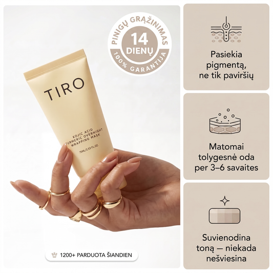 TIRO™ ciberžolės ir kojinės rūgšties naktinė veido kaukė